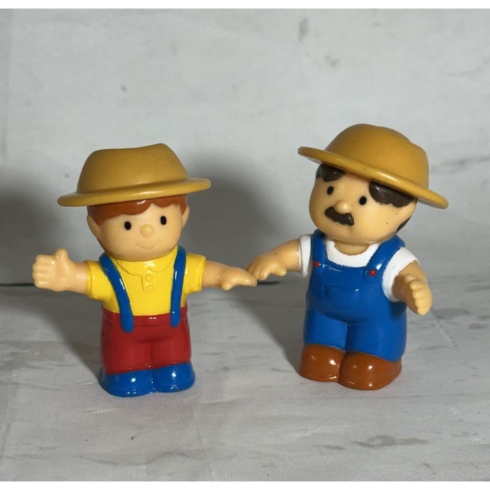Vintage Fisher Price Little People Farmer And Son Lot Of 2 Action Figure Toy